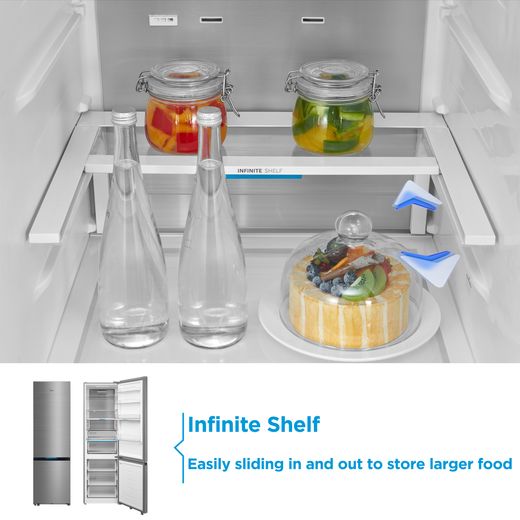 Midea Spacemaster MDRB600MIC46P Wifi Connected 201cm High 70/30 Frost Free Fridge Freezer - Black - Annotation - Infinite shelf