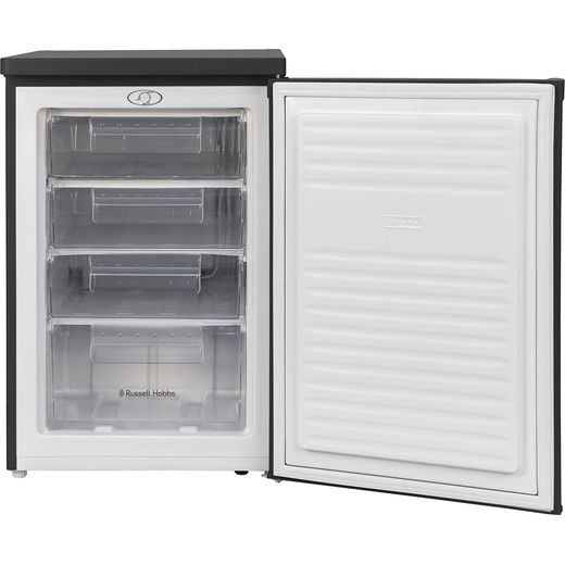 Russell Hobbs Under Counter Freezer - Black - Front with door open shot