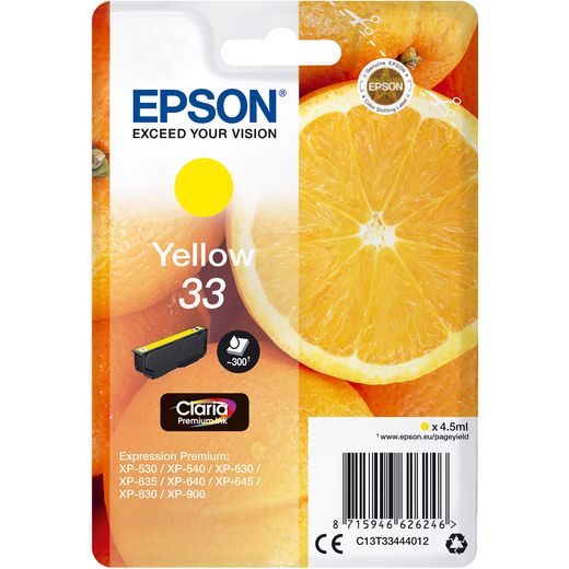 Epson Orange Singlepack Yellow 33 Claria Premium Ink