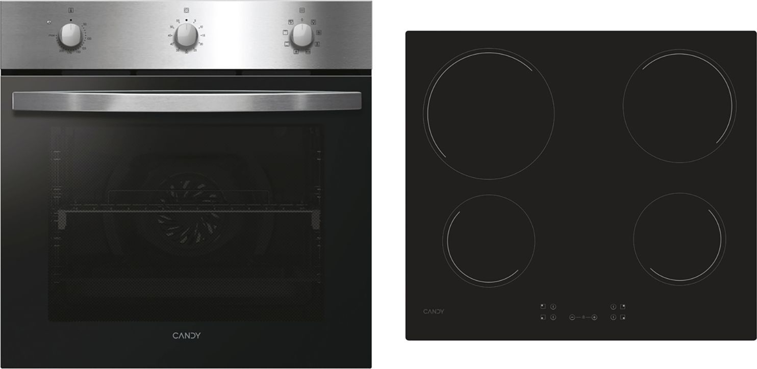 Candy P CI27XCH64CCBS Built-in Electric Oven and 4-Burner Gas Hob Pack - Stainless Steel