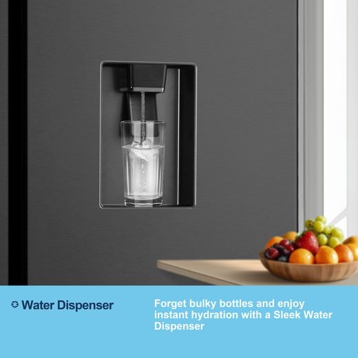 Fridgemaster American Fridge Freezer - Black - Annotation - Water dispenser