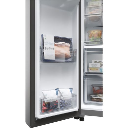 Haier American Fridge Freezer - Stainless Steel - Close up door shelves shot