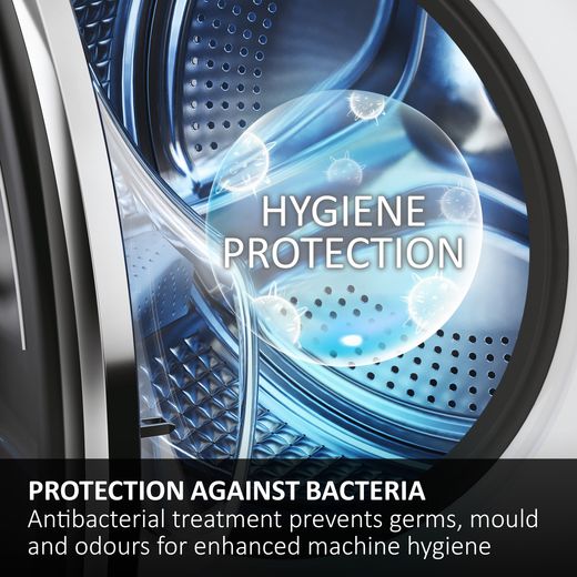 Haier X5 Plus HW120BP14357AGUK 12kg Washing Machine with 1400 rpm - Graphite - annotation - hygiene protect shot