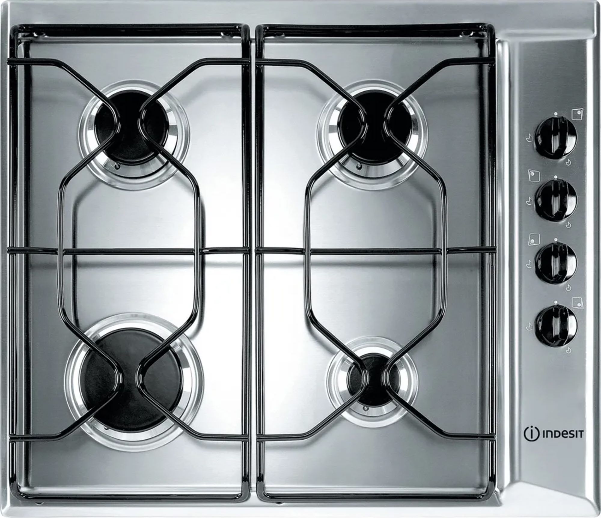 Indesit 4 Burner Gas Hob - Stainless Steel - 58 cm