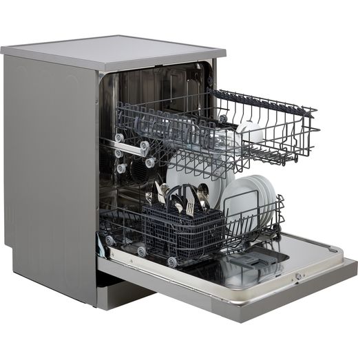 Hisense Standard Dishwasher - Stainless Steel - Door open with racks out