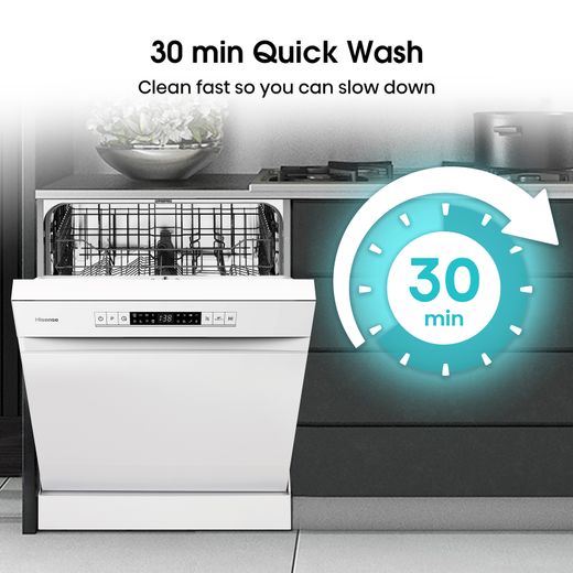 Hisense Standard Dishwasher - White - Annotation - 30 minute Quick Wash