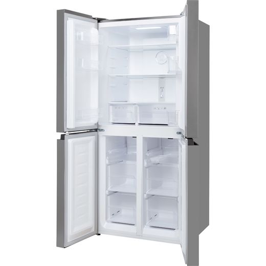 Russell Hobbs RH180A4FF802E1SS 180cm Frost Free Fridge Freezer with Fixed Door Fixing Kit - Stainless Steel - Doors open
