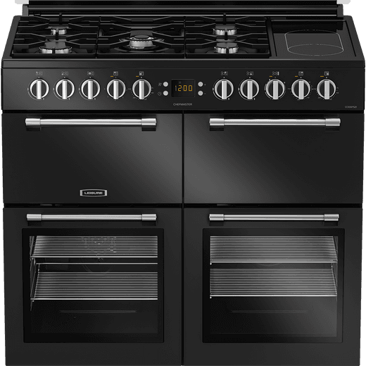 Leisure Chefmaster 100cm Dual Fuel Range Cooker - Black - Front shot