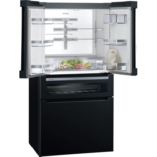 Siemens IQ-700 American Fridge Freezer - Black - Right perspective with door open shot