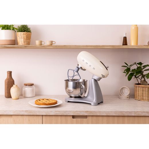Smeg 50's Style SMF04CRUK Stand Mixer - Cream - Mixer in kitchen shot