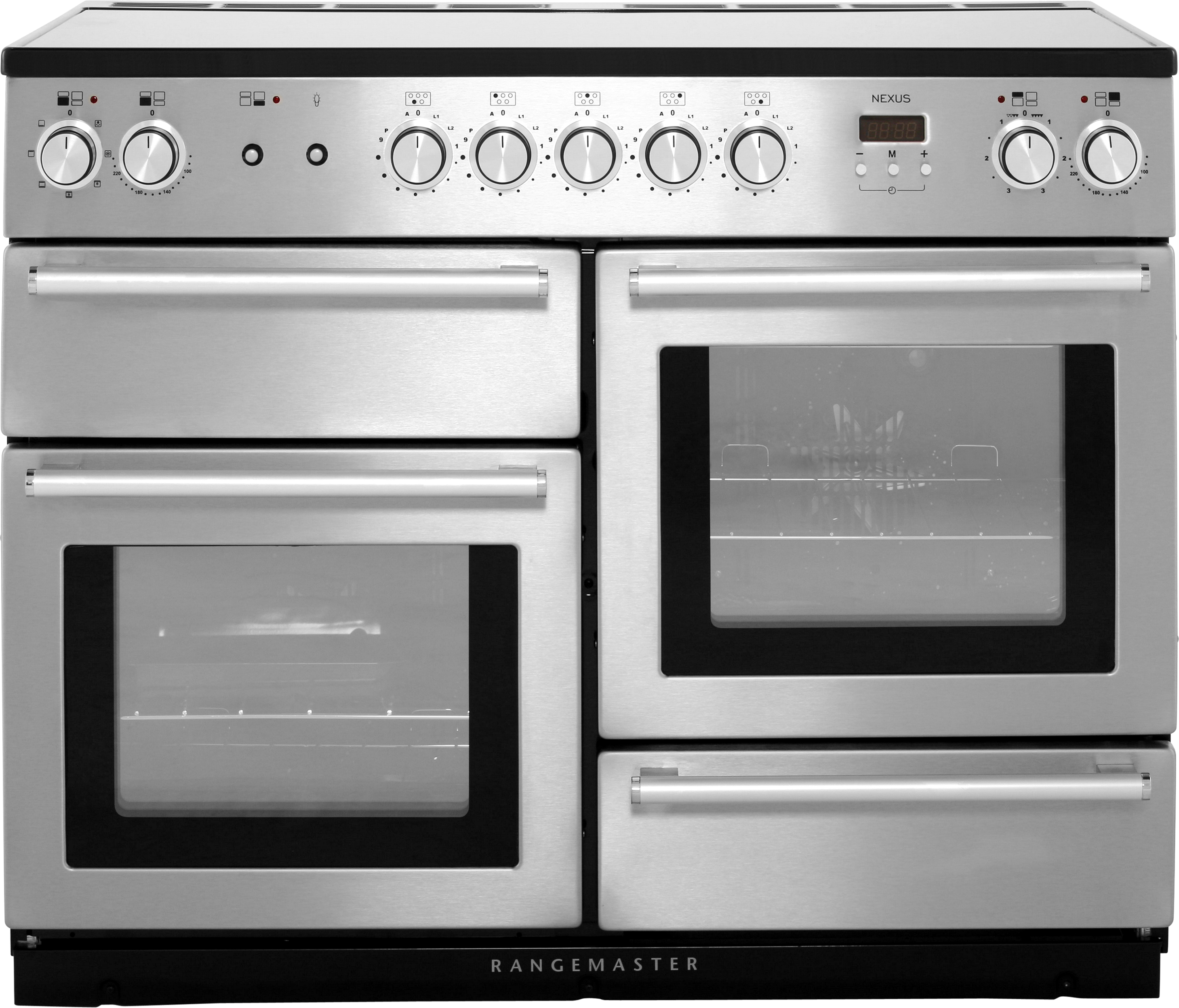 Rangemaster Nexus NEX110EISS/C 110cm Electric Range Cooker with Induction Hob - Stainless Steel / Chrome - A/A Rated, Stainless Steel