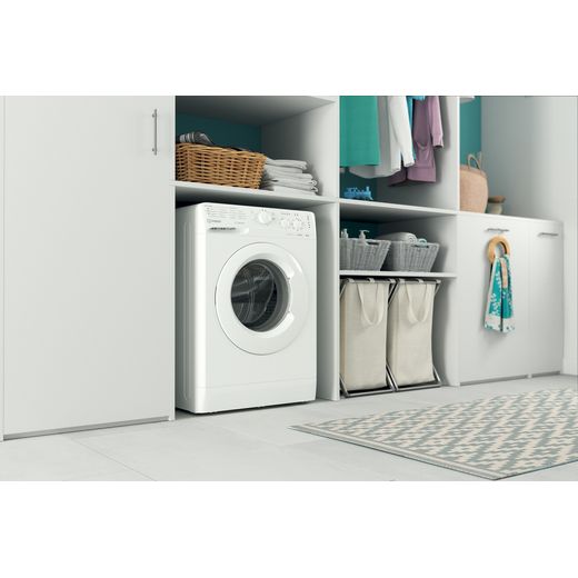 Indesit My Time MTWC 91495 W UK N 9kg Washing Machine with 1400 rpm - White - Washing machine in utility room shot