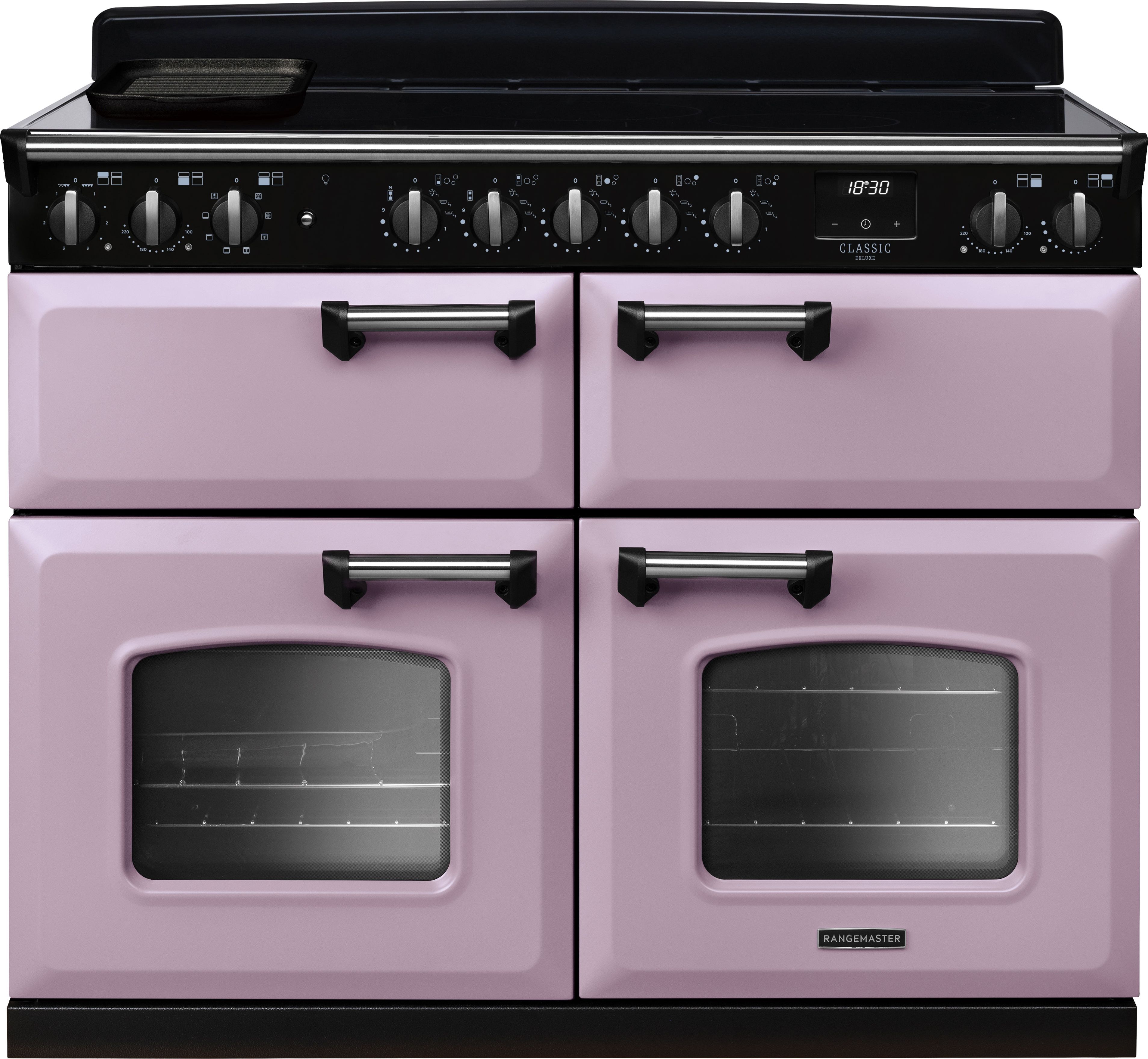 Image of Rangemaster Classic Deluxe BC CLDLB110EIPHTH/CM1 110cm wide Electric Range Cooker with Induction Hob - Heather / Chrome - A/A Rated, Purple