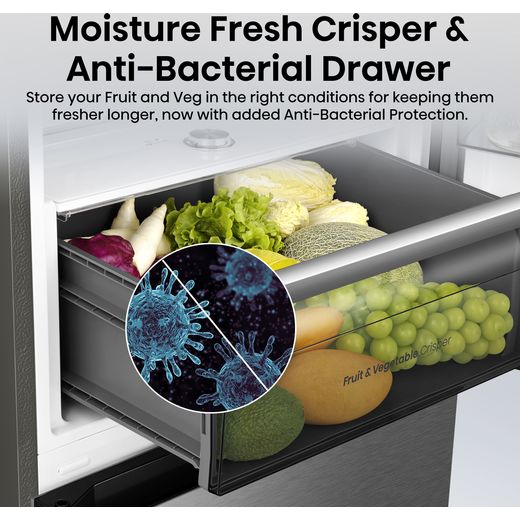 Hisense KitchenFit Eclipse Total No Frost Fridge Freezer - Stainless Steel - Annotation - Antibacterial