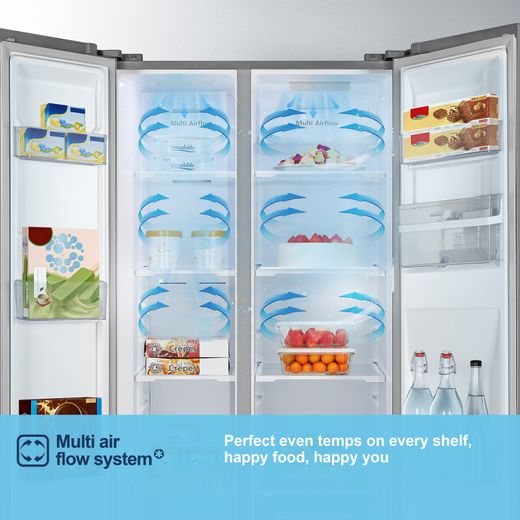 Fridgemaster American Fridge Freezer - Silver - Annotation - Multi air flow system