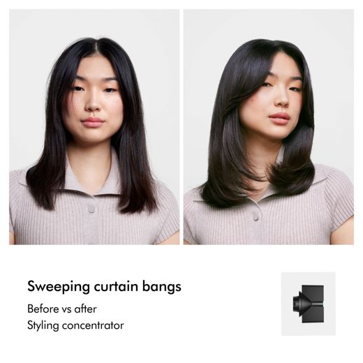 Dyson Supersonic™ Nural™ Hair Dryer - Red Velvet - Annotation - Sweeping bangs shot