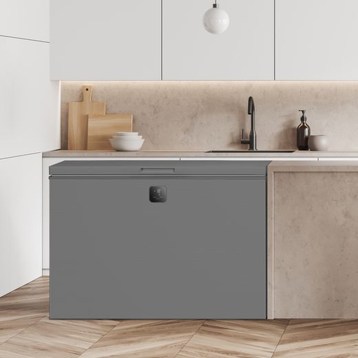 Hisense FT280WN3SGD Total No Frost Chest Freezer - Silver - chest freezer in kitchen shot 