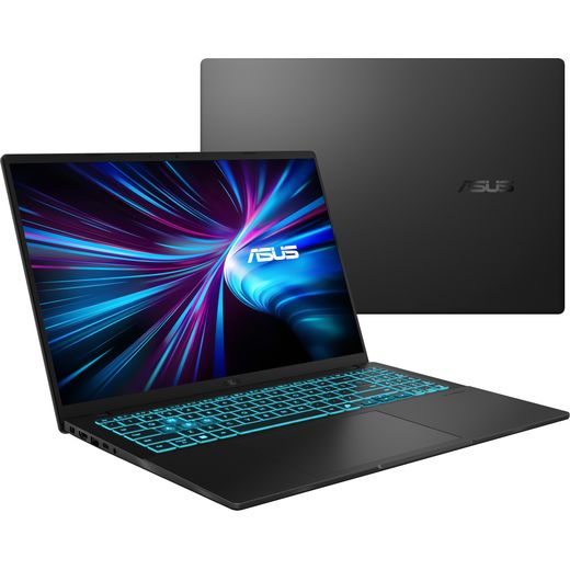 ASUS V16 16" Gaming Laptop - NVIDIA® GeForce RTX™ 5050, Intel® Core™ 5, 512GB SSD - angle shot laptop open showing front and back