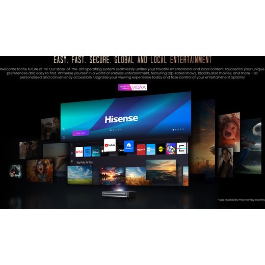 Hisense PX3 4K Ultra HD Laser TV Projector - Up to 150" - Annotation - Easy fast secure 