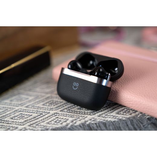 AO Earbuds Wireless Noise Cancelling In-Ear Headphones - Black - Earbuds case on table shot