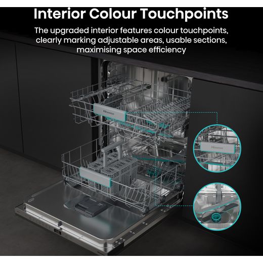 Hisense Integrated Standard Dishwasher - Black - Annotation - Interior colour touchpoints