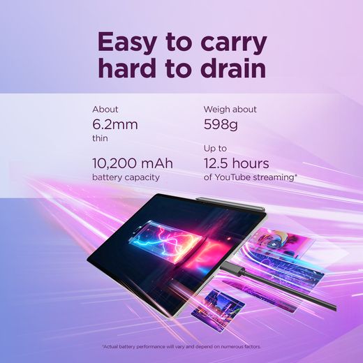 Lenovo Idea Tab Pro 13" 256GB Tablet [2026] - Lunar Grey - Annotation - Battery