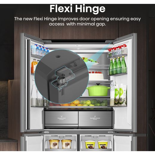 Hisense American Fridge Freezer - Silver Glass - Annotation - Flexi hinge