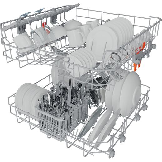 Hotpoint Standard Dishwasher - Stainless Steel  - left rack perspective shot 