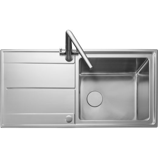 Rangemaster Arlington 1 Bowl Inset Kitchen Sink - Micro-Sheen™ Soft Brushed Finish - top view shot