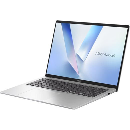 Asus Vivobook 16 16" Laptop - AMD Ryzen™ AI 7, 1TB SSD, 16 GB RAM - Silver - Left perpsective shot