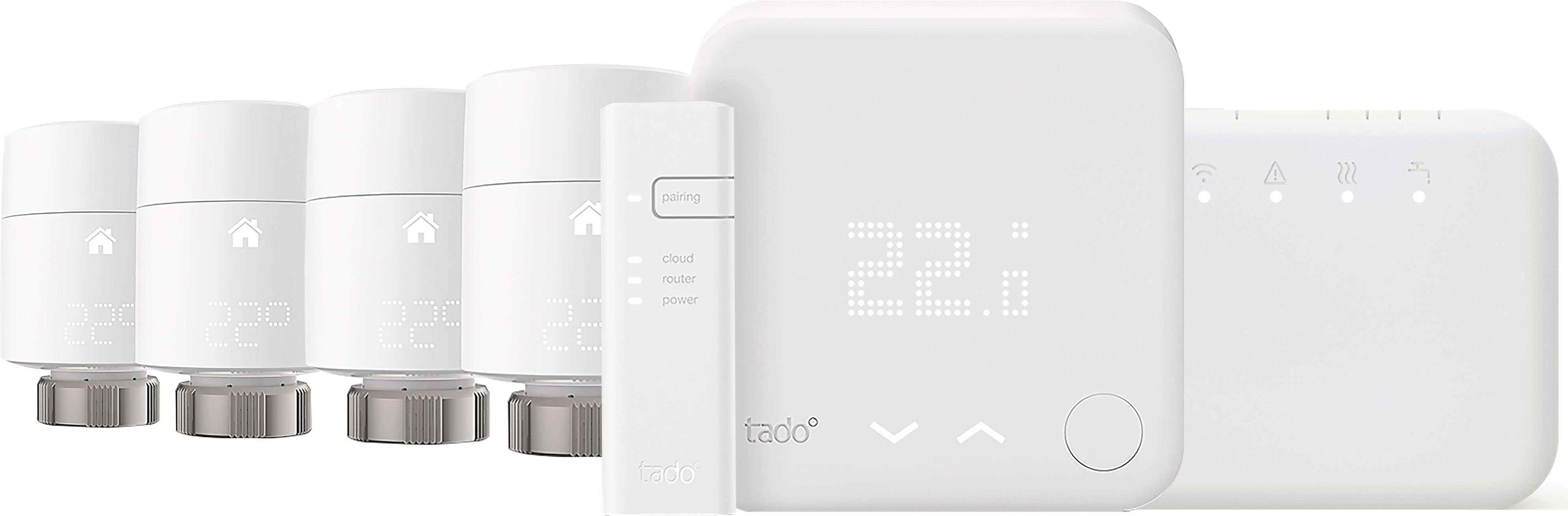 tado Starter Kit V3 Wireless Smart Thermostat with Smart Radiator Thermostats - 4 Pack - DIY Install - White, White