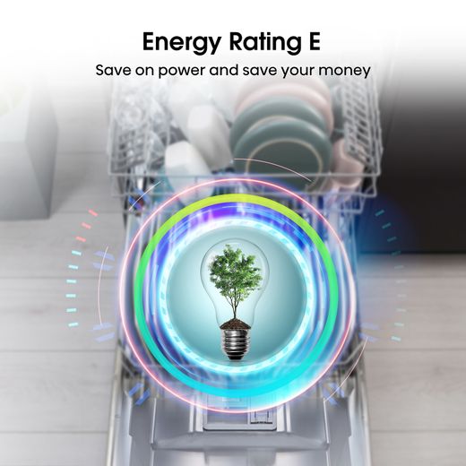 Hisense Fully Integrated Slimline Dishwasher - Silver Control Panel - Annotation - Energy rating E