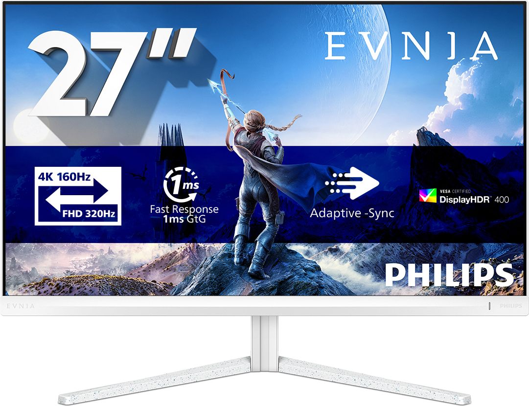Philips EVNIA 5000 Gaming Monitor - 27" 4K Ultra HD 320Hz - White