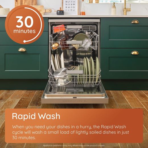 Hotpoint Standard Dishwasher - Black - annotation - rapid wash shot