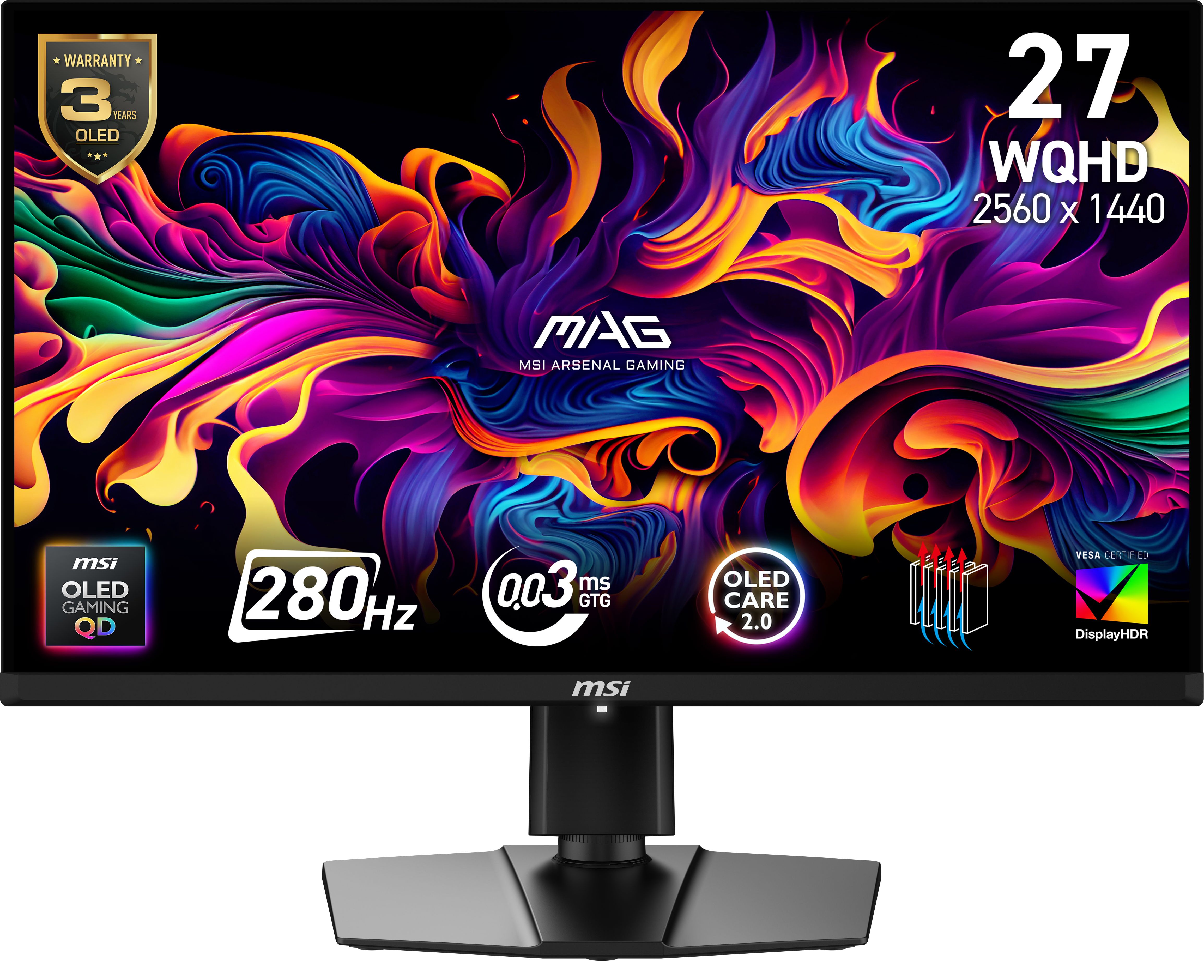 MSI MAG 271QP QD-OLED X28 26.5" Gaming Monitor - WQHD 2560x1440 - 280Hz - 0.03ms - Black