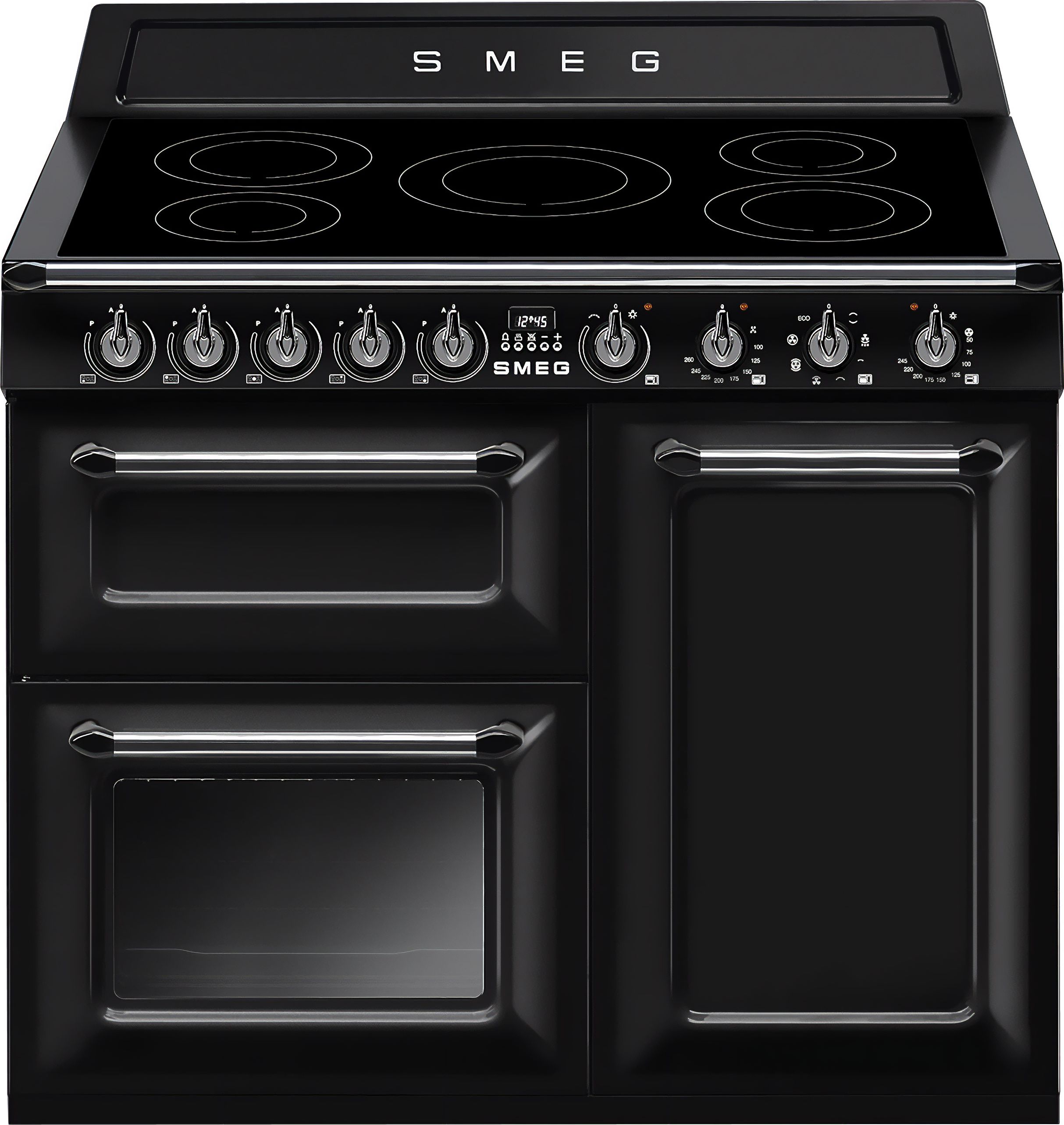 Smeg Victoria TR103IBL2 100cm Electric Range Cooker with Induction Hob - Black - A/B Rated, Black