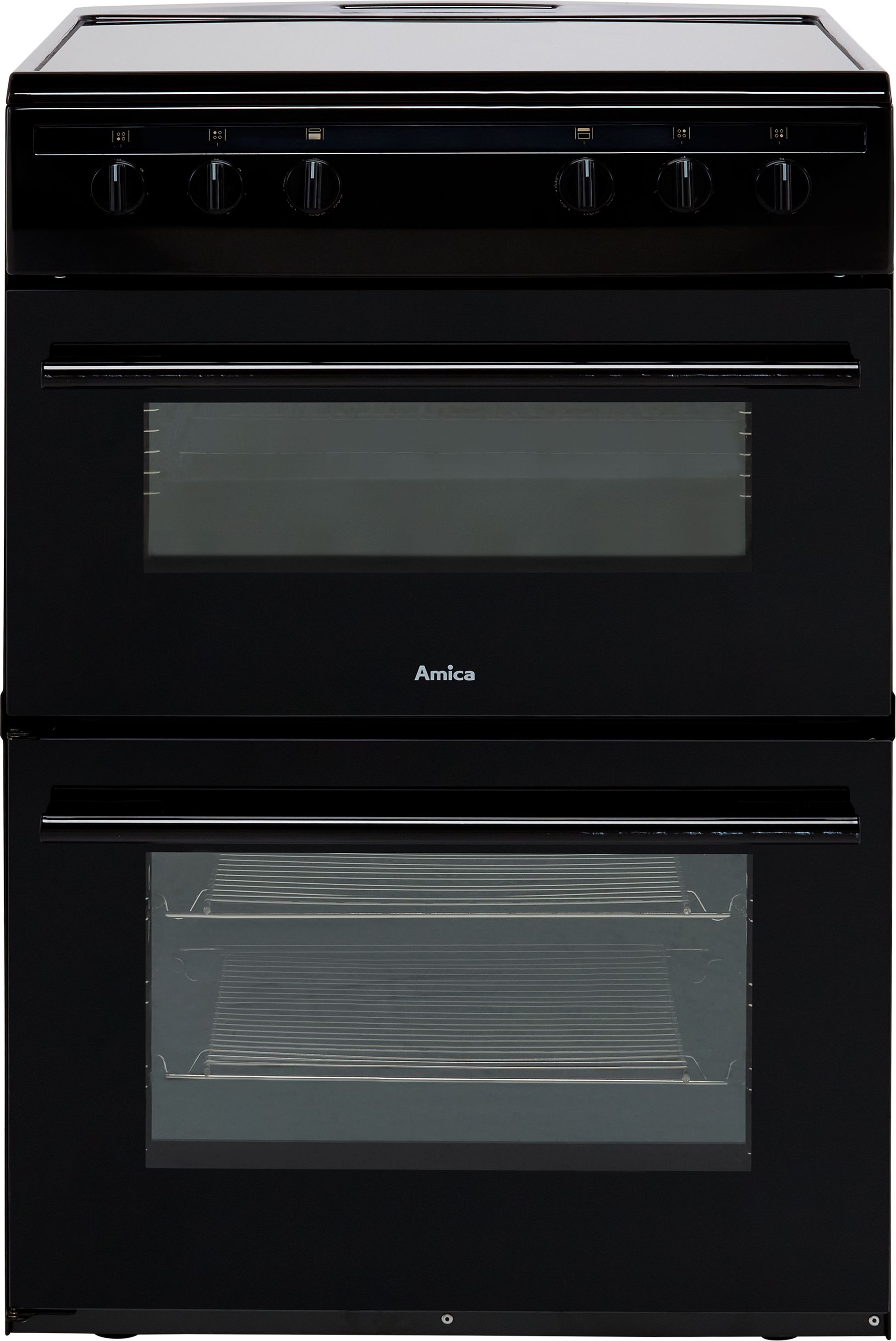 Amica AFC6520BL 60cm Electric Cooker with Ceramic Hob - Black - A/A Rated, Black