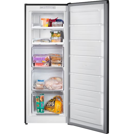 Russell Hobbs RH143FFFZ542E1B 143cm Small Upright Freezer with Door-on-door Kit - Black  - Front with door open shot