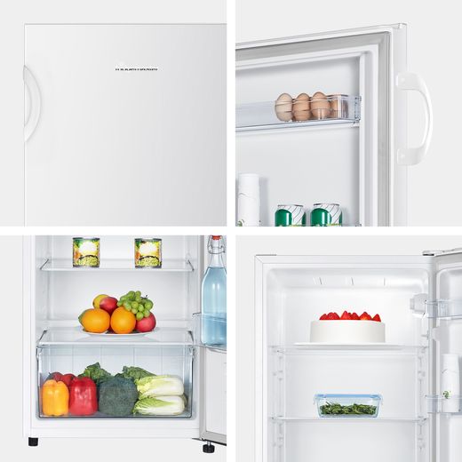 Fridgemaster MTL55242E 143cm Small Fridge - White - Various angles