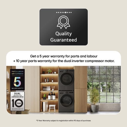 LG Series 7 AI Dry™ RHX7010TBB Wifi Connected 10Kg Heat Pump Tumble Dryer - Black - Warranty