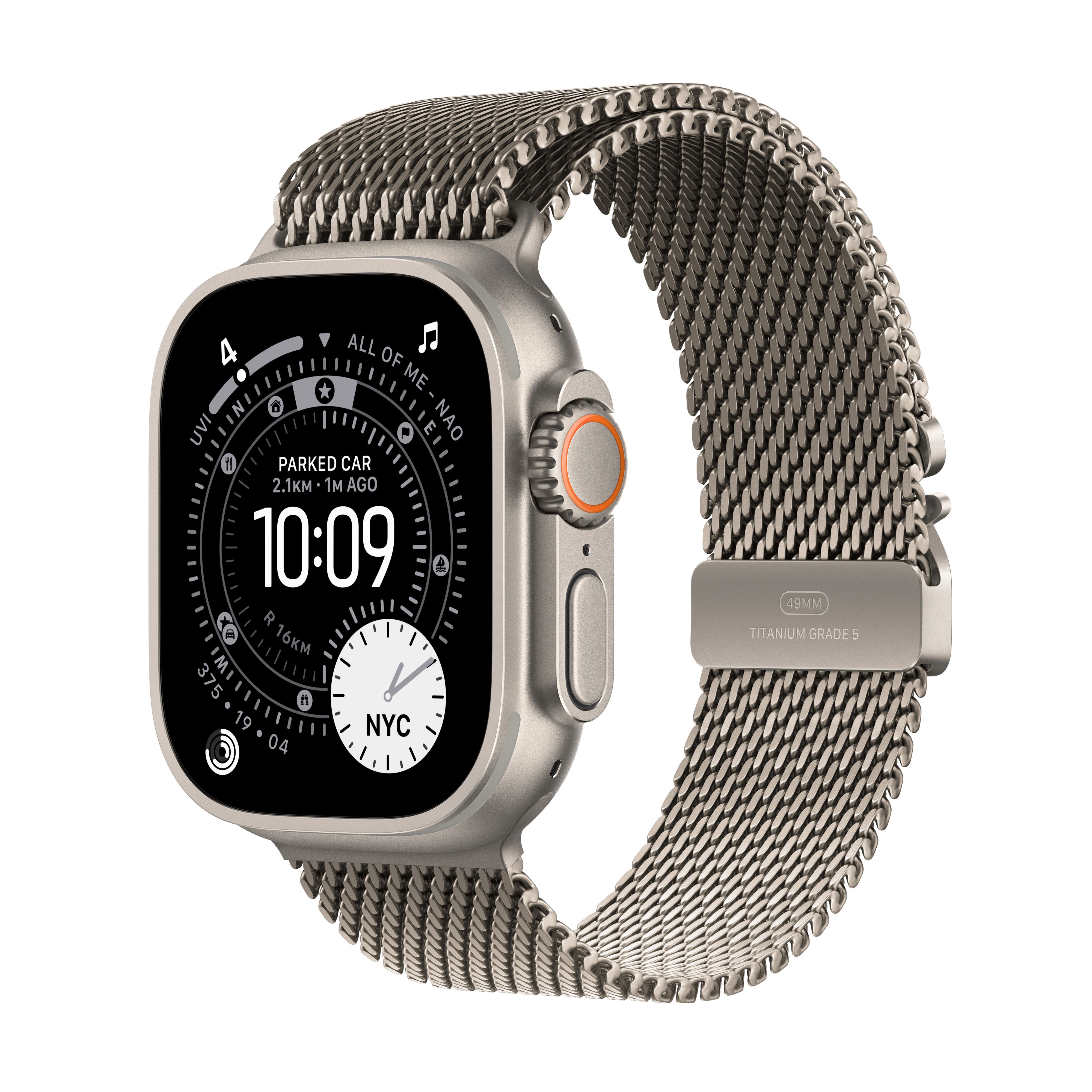 Apple Watch Ultra 3 - 49mm - Natural Titanium Case - GPS + Cellular - Titanium Milanese Loop - L