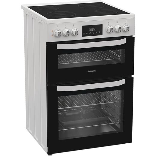 Hotpoint HTE6VDCW Electric Cooker White - Right perpsective shot