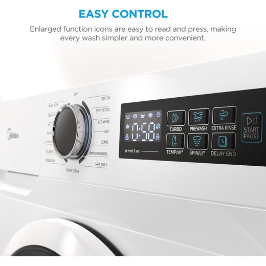 Midea MF110W80BA10/W-UK 8kg Washing Machine with 1351 rpm - White - Annotation - easy control shot
