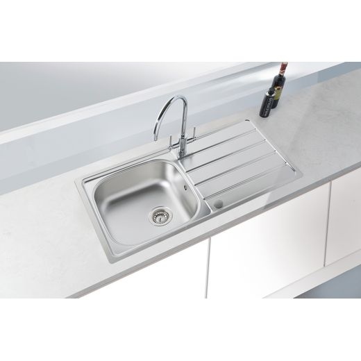 Harlyn Towan Kitchen Tap - Stainless Steel - sink in kitchen shot