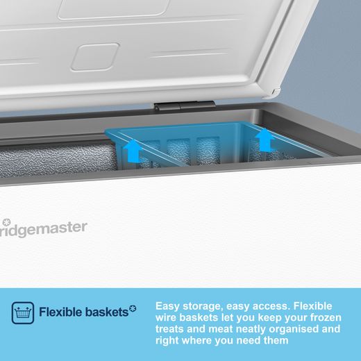 Fridgemaster MCF95E1 Chest Freezer - White - Annotation - Flexible baskets