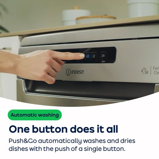 Indesit Standard Dishwasher - White  - AO Annotation - Push&Go