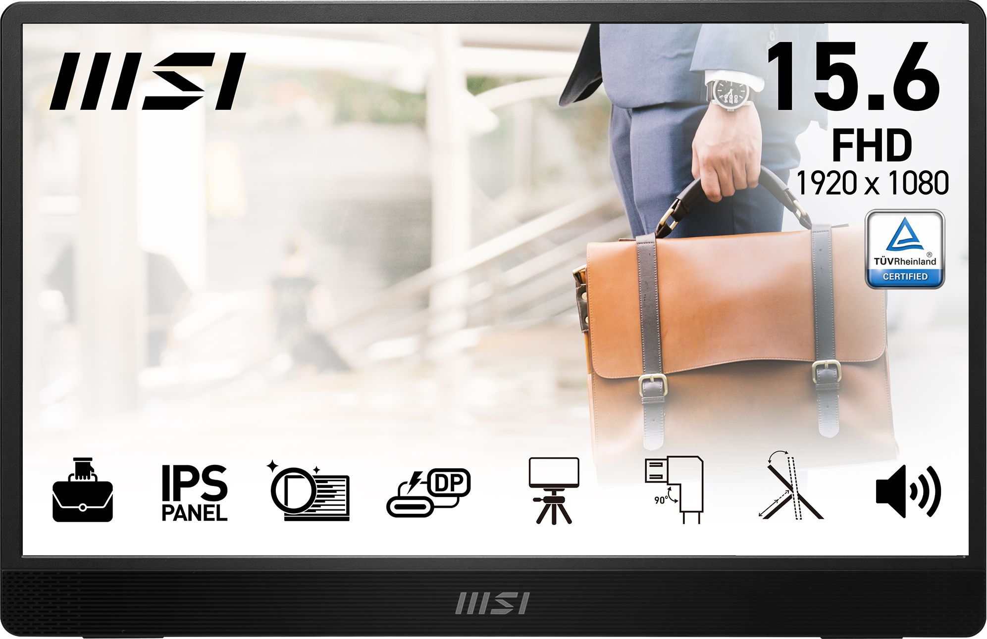 MSI Pro MP161 E2U 15.6" Full HD 60Hz Portable Monitor - Black, Black