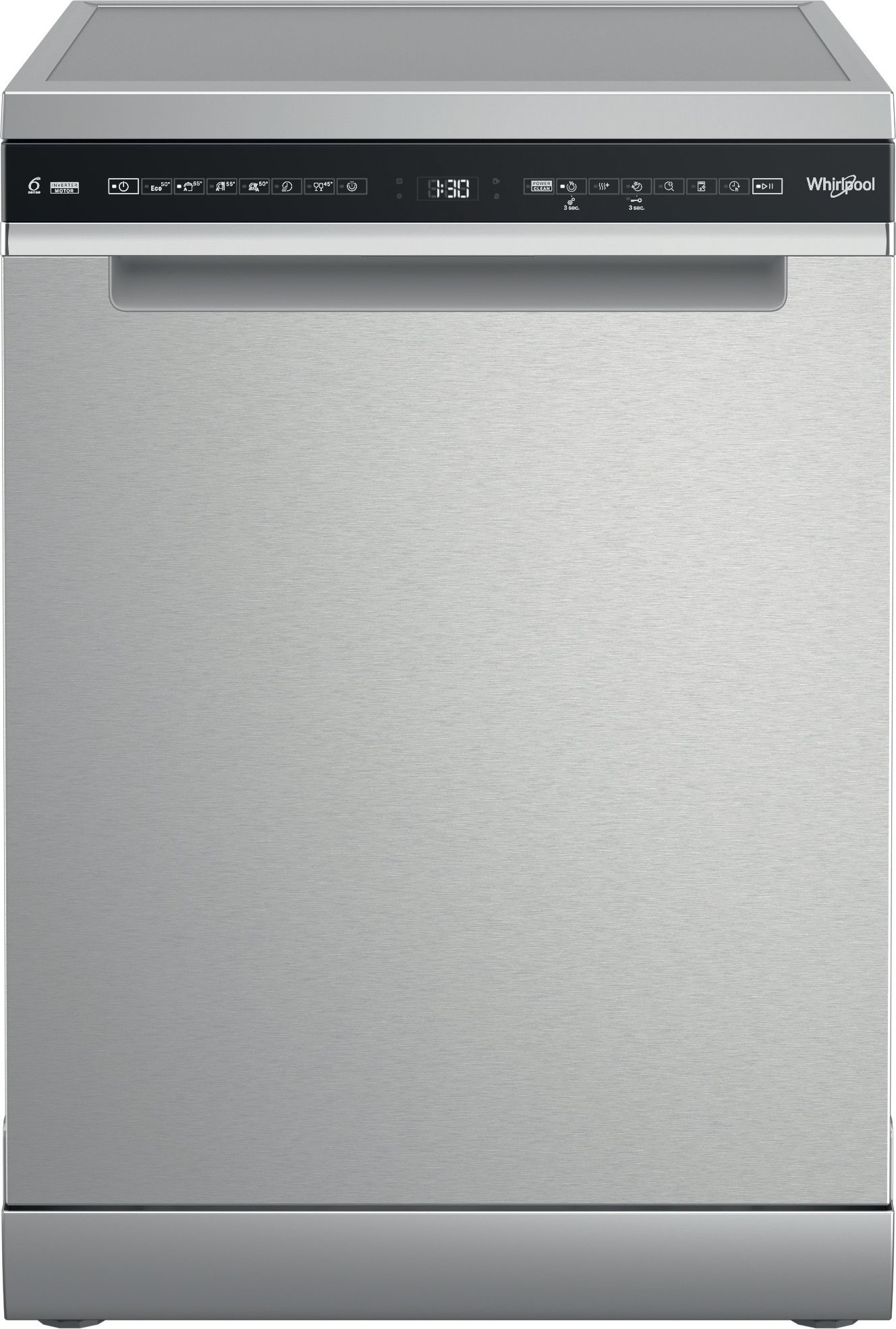 Image of Whirlpool W7FHS51XUK Full Size Dishwasher - Stainless Steel - B Rated, Stainless Steel