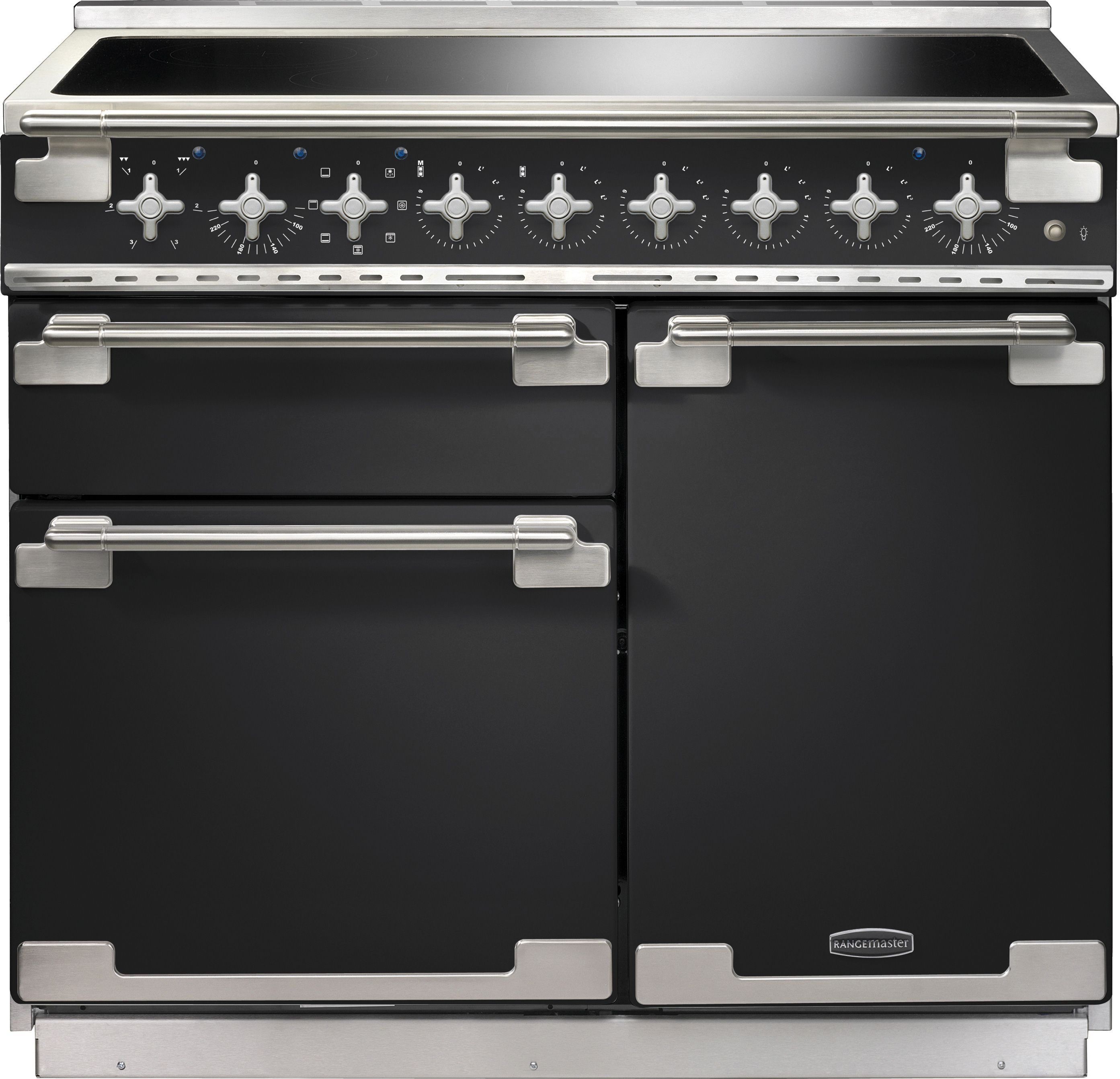 Rangemaster Elise ELS100EICB 100cm Electric Range Cooker with Induction Hob - Charcoal Black - A/A/A Rated, Charcoal Black