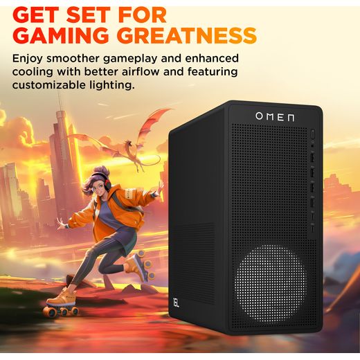 HP OMEN 16L TG03-0007na Gaming PC - NVIDIA® GeForce RTX™ 5060, AMD Ryzen™ 5, 1TB SSD - Black - Annotation - gaming greatness shot